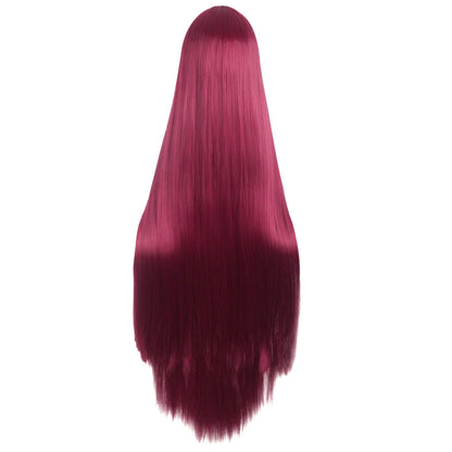 MapofBeauty 40 Inch/ 100 cm Carve Long Straight Cosplay Wig Anime Costume Party Wig (Blood Red)