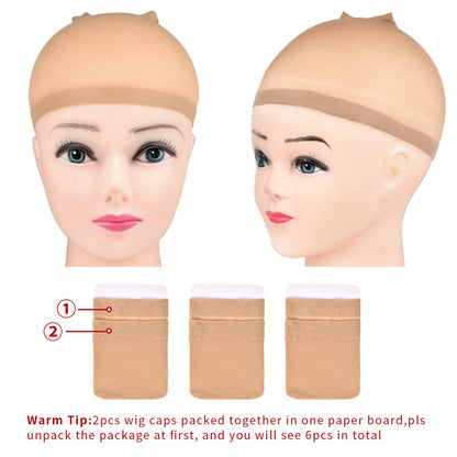MORGLES Wig Cap, 6 Pcs Stretchy Nylon Wig Caps Stocking Wig Caps for Women, Light Brown