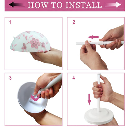 Wig Stand White 1PC Adjustable Height Portable Wig Holder Stands Non-Slip Wig Head Holders Sturdy Plastic Wig Head Stand for Multiple Wigs and Hats Styling Drying Display