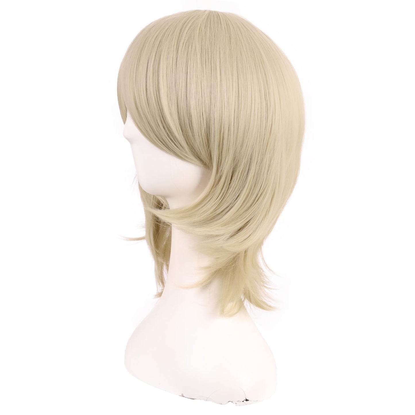 MapofBeauty 16 Inch/40 cm Short Side Bangs Synthetic Fiber Cosplay Layered Wig (Blonde)