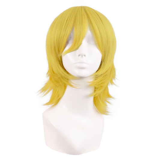 MapofBeauty 14 Inch/35 cm Short Cosplay Wolf Tail Synthetic Side Bangs Party Wig (Yellow)