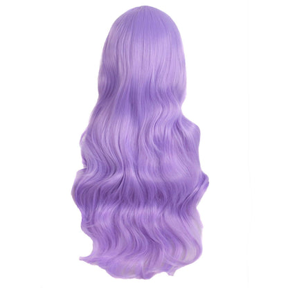 MapofBeauty 28 Inch/70cm Charming Women Side Bangs Long Curly Full Hair Synthetic Wig (Light Purple)