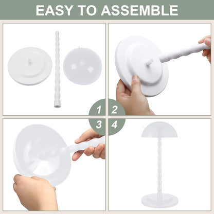 Reginary 8 Pieces Wig Head Stand for Multiple Wigs Mannequin Head 13.8 Inch Portable Hat Display Stand Travel Wig Holder for Styling Non Slip Stable DIY Practice Hat Holder(White)