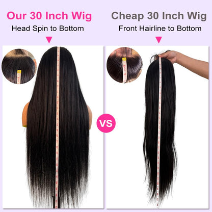 CUTE BEIN 210% Density 30 Inch Lace Front Wigs,100% Human Hair,[2-Year Life,250g],Straight Human Hair Wigs for Black Women,13x6 HD Lace Frontal Wigs Pre Plucked Free Part