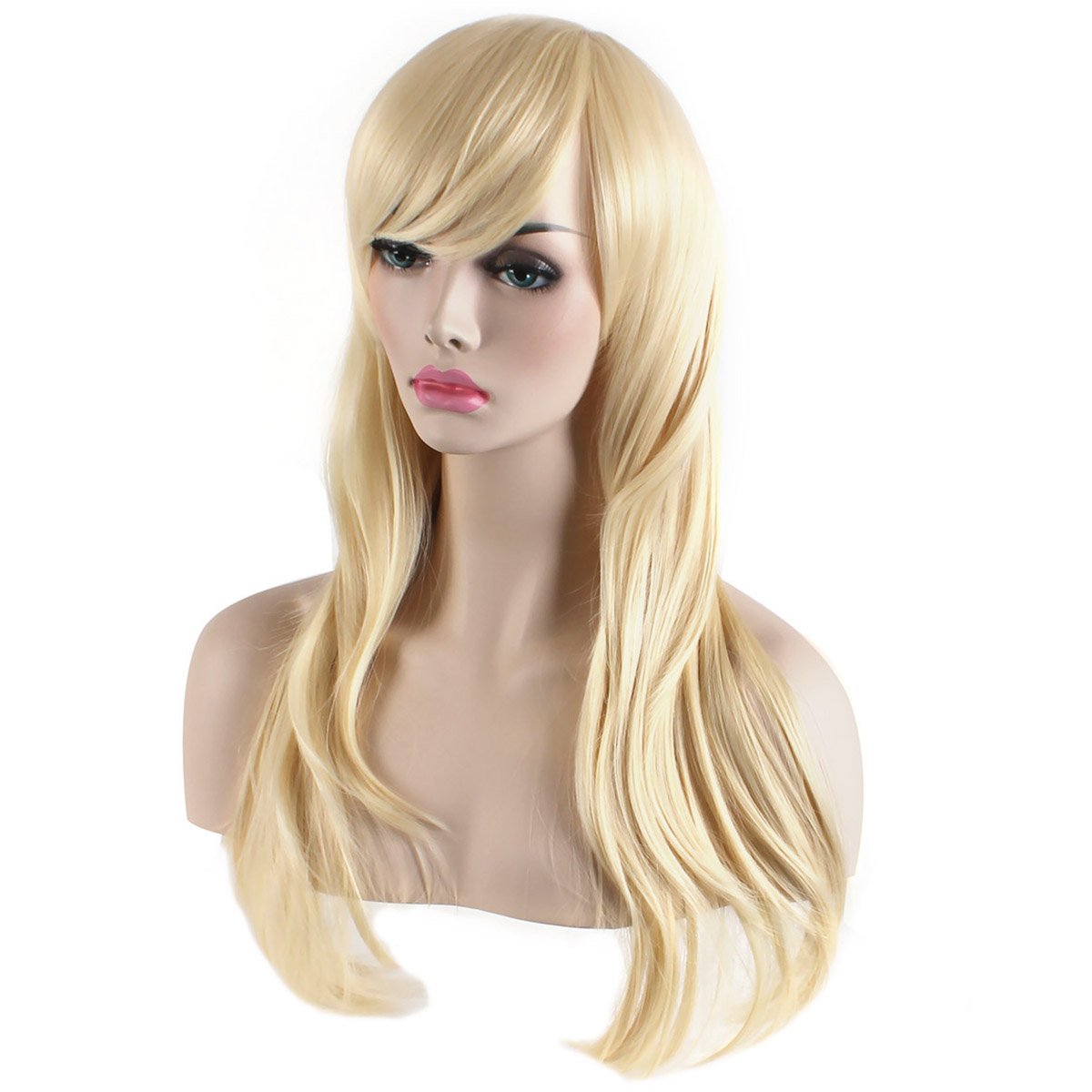 Akstore 28 inch Fashion Wigs Long Wavy Curly Hair Cosplay Wig (Golden)