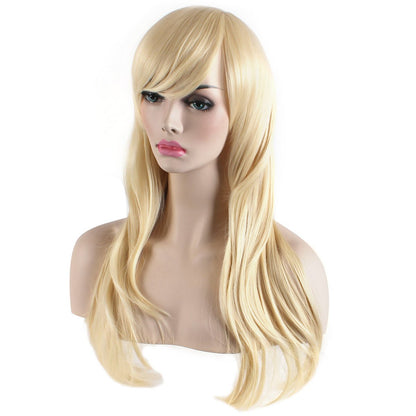 Akstore 28 inch Fashion Wigs Long Wavy Curly Hair Cosplay Wig (Golden)