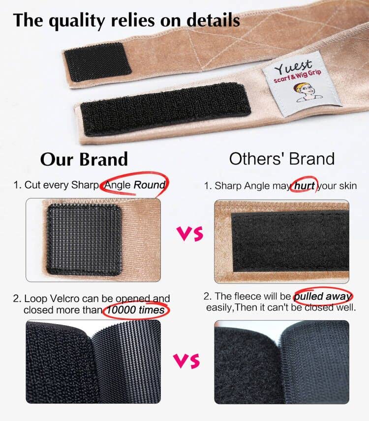 Yuest 2 Pack Wig Grip Band - Velvet Wig Grips Adjustable Headband Stay Put No Slip Edge Saver