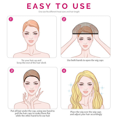 Fandamei Wig Cap, 4PCS Black Mesh Wig Cap Net, Closed End Hair Mesh Net Wig Caps, Liner Weaving Caps for Women, Men, Kids