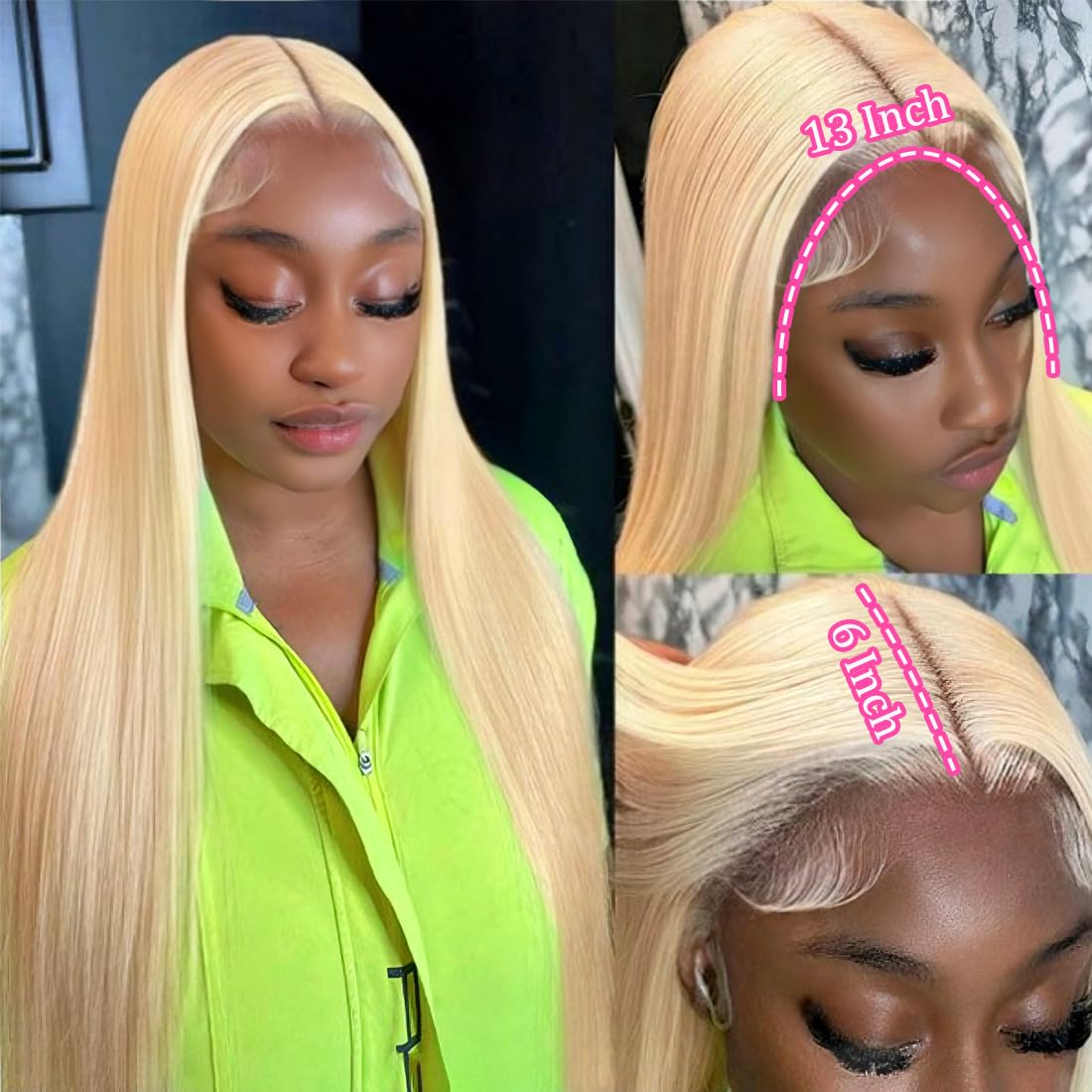 26 Inch 613 Lace Front Wig Human Hair Blonde 13X6 HD Transparent Lace Front Wigs Human Hair 180% Density Blonde Glueless Wigs 613 HD Straight Lace Frontal Wig Pre Plucked