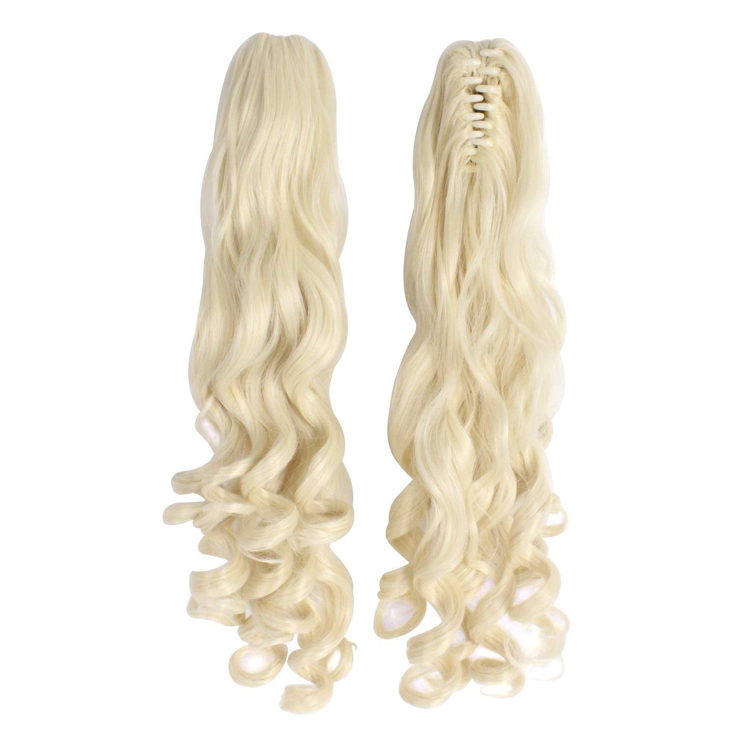 MapofBeauty Lolita Long Curly Clip on Ponytails Cosplay Wig (Light Blonde)