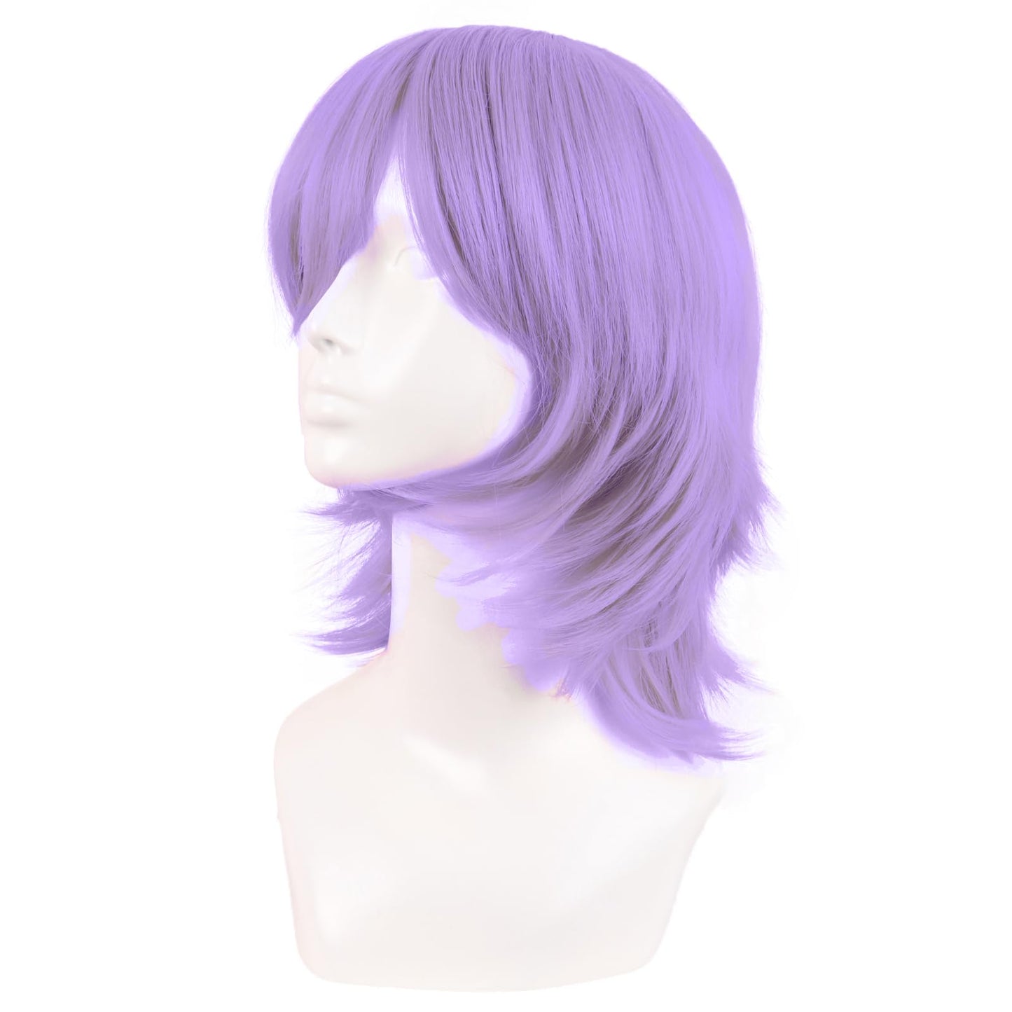 MapofBeauty 14 Inch/35 cm Short Cosplay Wolf Tail Synthetic Side Bangs Party Wig (Light Purple)