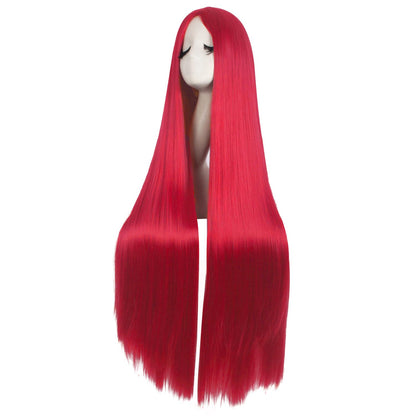 MapofBeauty 40 Inch/100 cm Fashion Straight Long Costume Anime Cosplay Anime Wig (Bright Red)