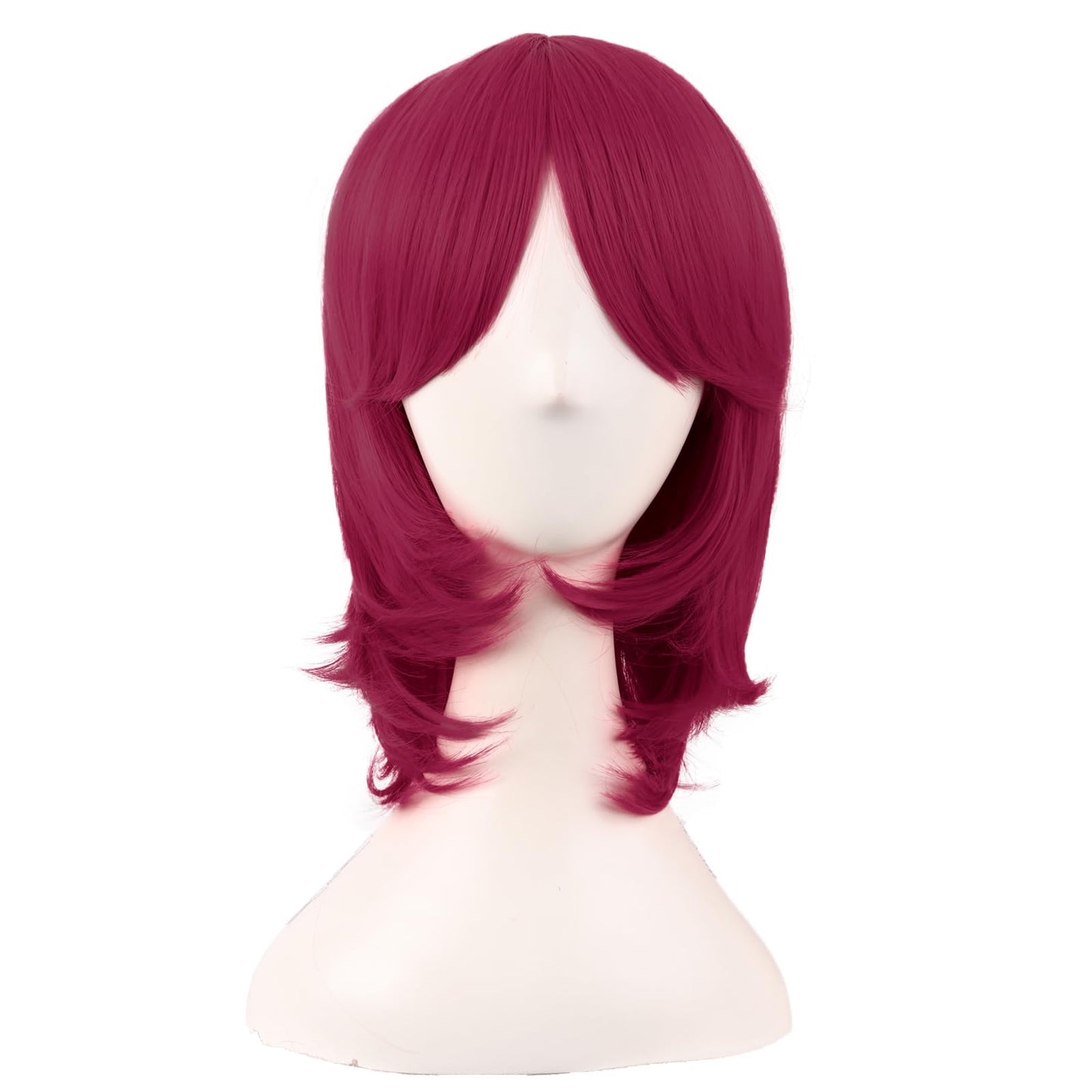 MapofBeauty 16 Inch/40 cm Short Side Bangs Synthetic Fiber Cosplay Layered Wig (Blood Red)