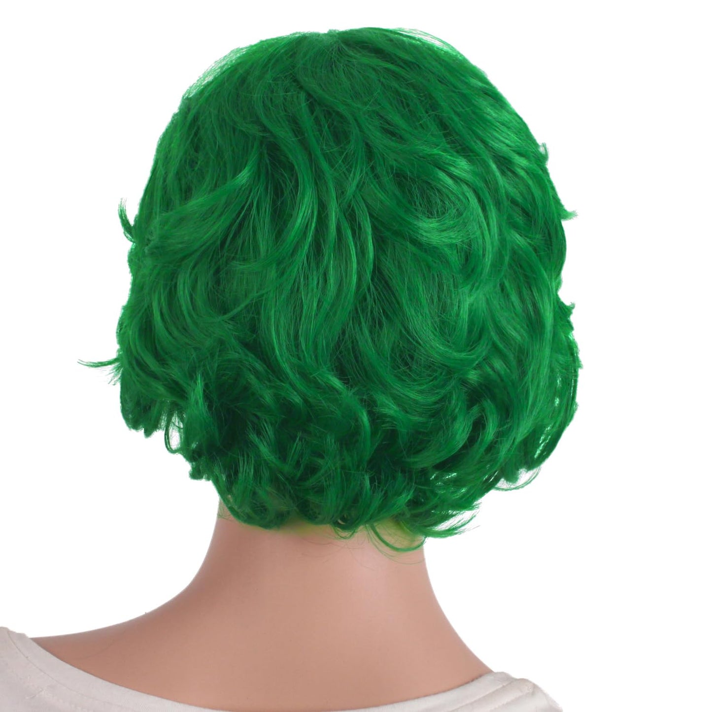 MapofBeauty 11.8 Inch/30 cm Special Women Short Curly Side Bangs Fashion Wig (Grass Green)