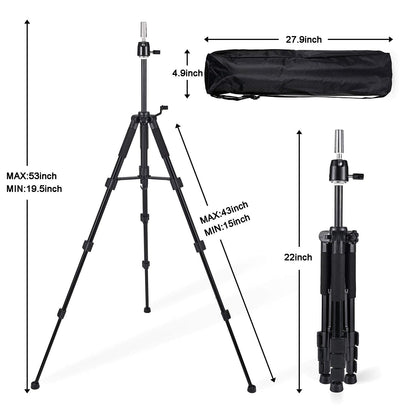 QISHI YUHUA Wig Stand Tripod with Non-Slip Base Adjustable Mannequin Head Stand with Hook Heavy Duty Manikin Head Tripod