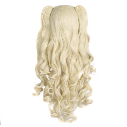 MapofBeauty Lolita Long Curly Clip on Ponytails Cosplay Wig (Light Blonde)