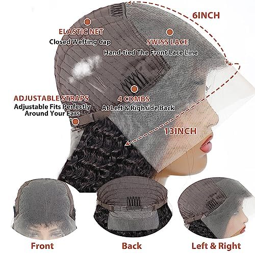 Daphernew Deep Wave Lace Front Wigs Human Hair 13x6 HD Transparent Lace Frontal Wigs Human Hair for Women Glueless Wigs Deep Curly Wigs Human Hair Pre Plucked with Baby Hair 200% Density (22 Inch)