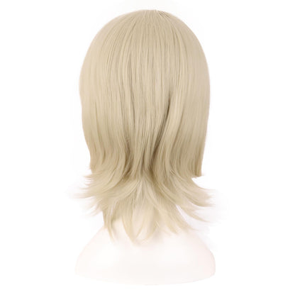 MapofBeauty 16 Inch/40 cm Short Side Bangs Synthetic Fiber Cosplay Layered Wig (Blonde)