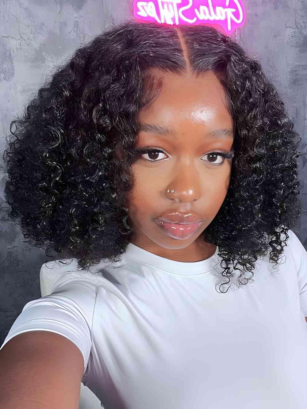ISEE Glueless Wigs Human Hair Pre Plucked Pre Cut Ready to Wear Glueless Bob Wigs for Black Women 7x5 HD Lace Closure Wigs Human Hair 180% Density 10 Inch