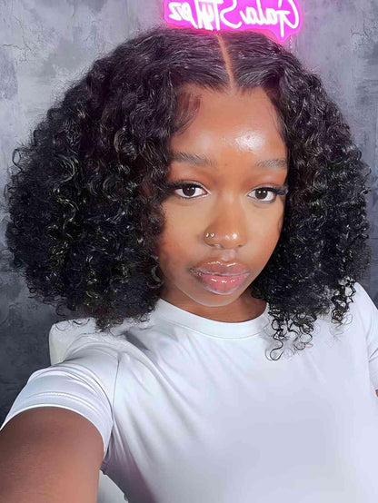 ISEE Glueless Wigs Human Hair Pre Plucked Pre Cut Ready to Wear Glueless Bob Wigs for Black Women 7x5 HD Lace Closure Wigs Human Hair 180% Density 14 Inch