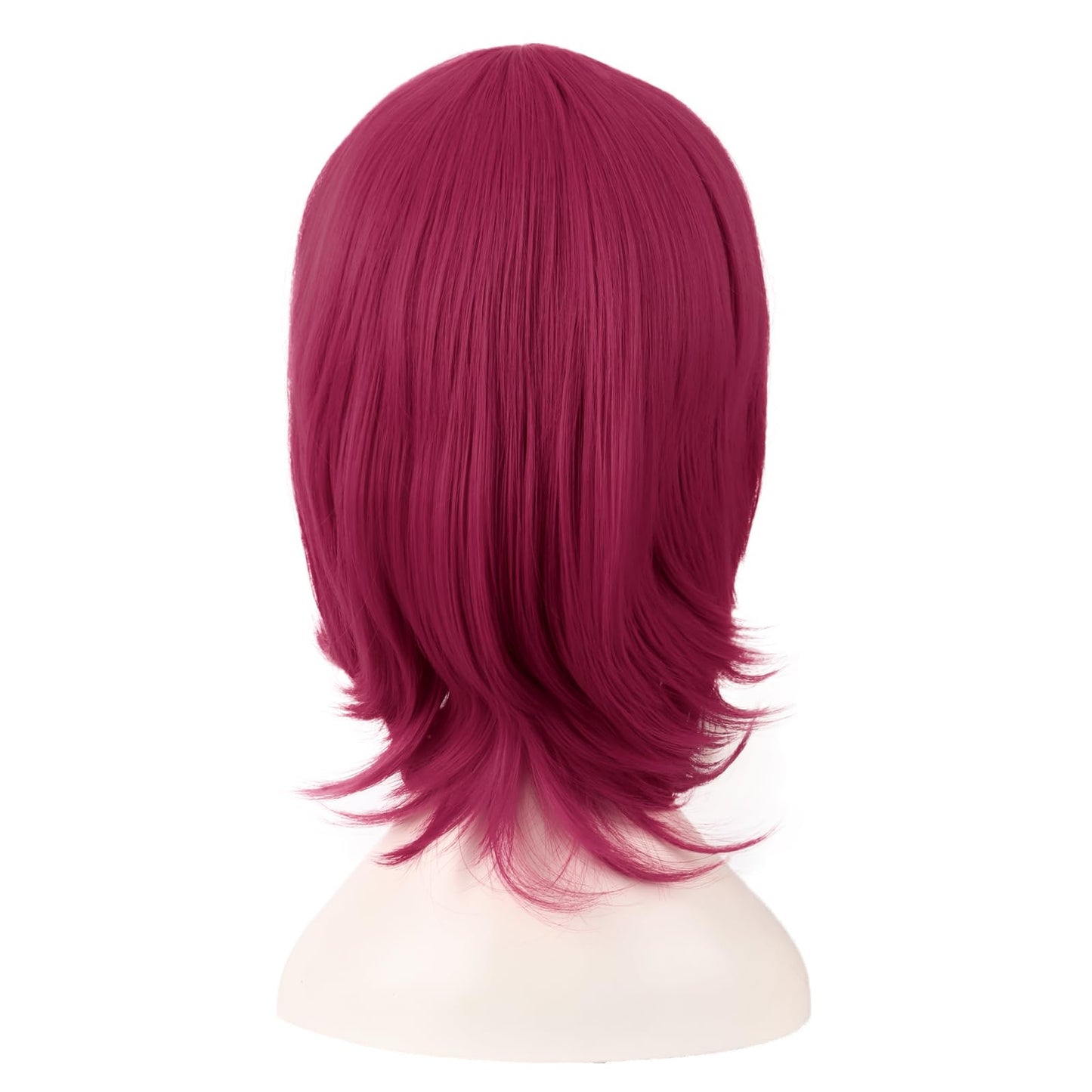MapofBeauty 16 Inch/40 cm Short Side Bangs Synthetic Fiber Cosplay Layered Wig (Blood Red)