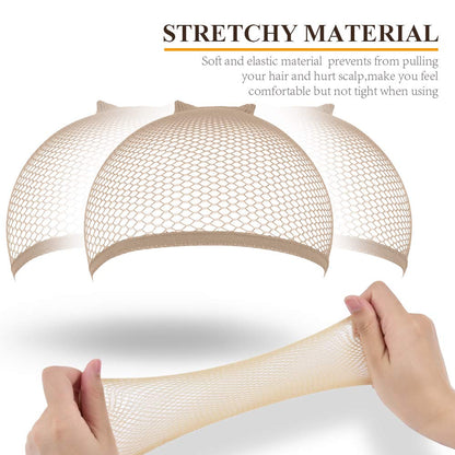 MORGLES Mesh Wig Cap, 6 Pcs Fishnet Wig Cap for Women Non Slip Weave Close End Hair Net
