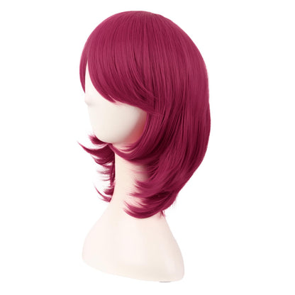 MapofBeauty 16 Inch/40 cm Short Side Bangs Synthetic Fiber Cosplay Layered Wig (Blood Red)