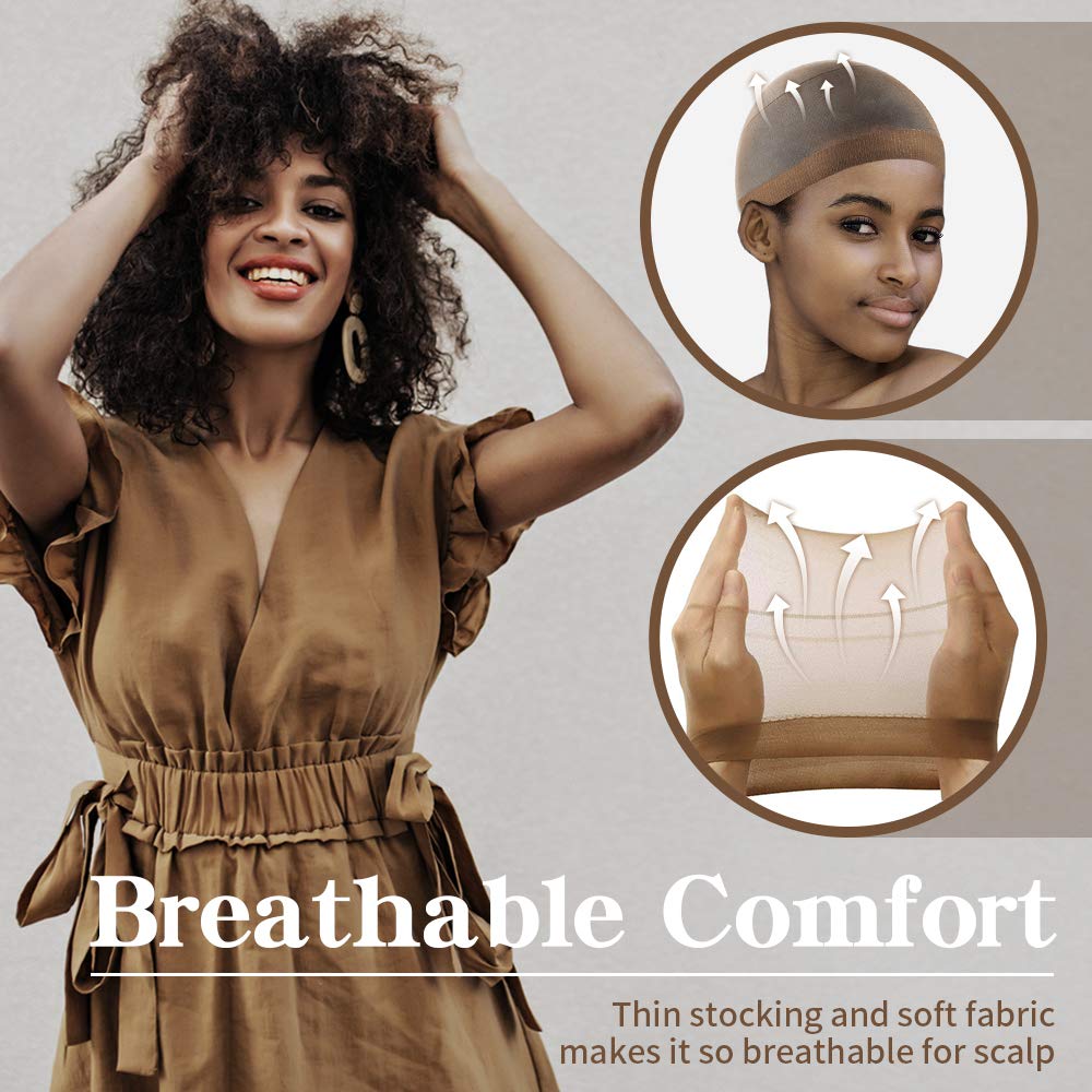 Dreamlover Wig Caps for Women, Brown Stocking Caps for Wigs, 12 Pieces