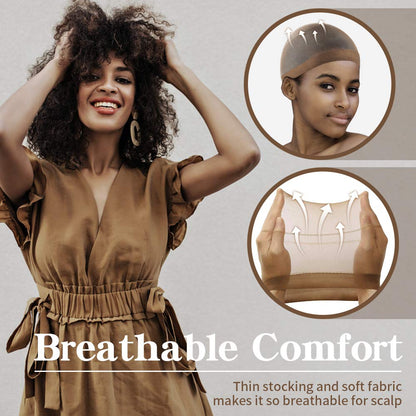 Dreamlover Wig Caps for Women, Brown Stocking Caps for Wigs, 12 Pieces