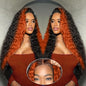 250 Density Curly Lace Front Wigs Human Hair Pre Plucked Hairline Glueless Wig 13x6 HD Lace Frontal Wigs for Women Ginger Orange Colored Ombre Wig Brazilian Virgin Hair 24 Inch