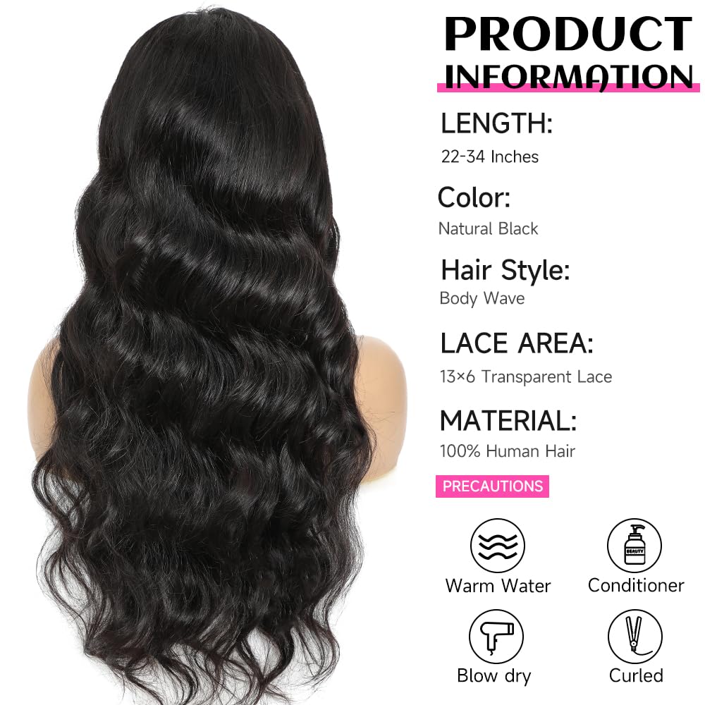 YUNXING 30 Inch 13x6 Body Wave Lace Front Wigs Human Hair Pre Plucked 200% Density HD Lace Frontal Wigs Human Hair For Women 10A Body Wave Glueless Wigs