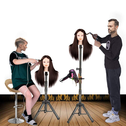 Wig Stand Tripod 55 Inch Metal Wig Mannequin Head Tripod Stand For Hairdressing Training Head Adjustable Wig Tripod Stand with Tool Tray (Mannequin Head Not Included)