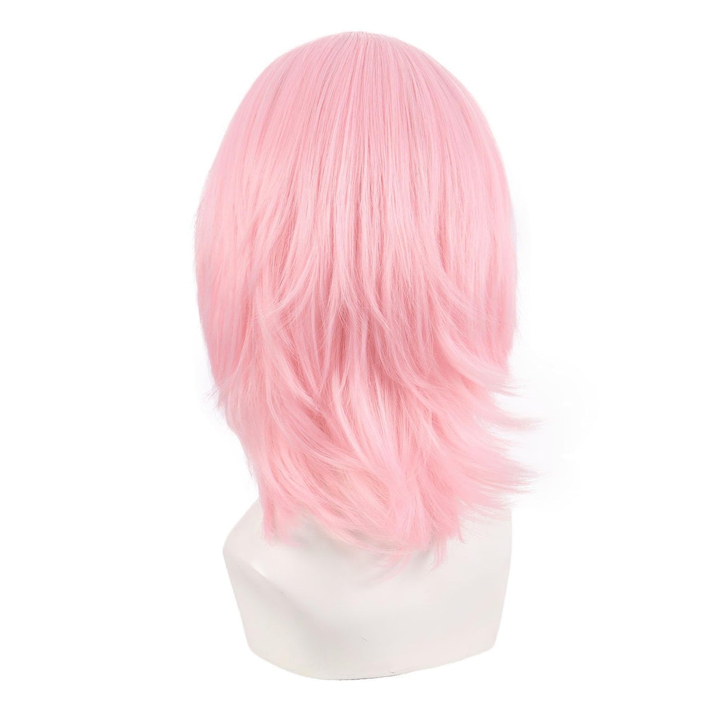 MapofBeauty 14 Inch/35 cm Short Cosplay Wolf Tail Synthetic Side Bangs Party Wig (Pink White)