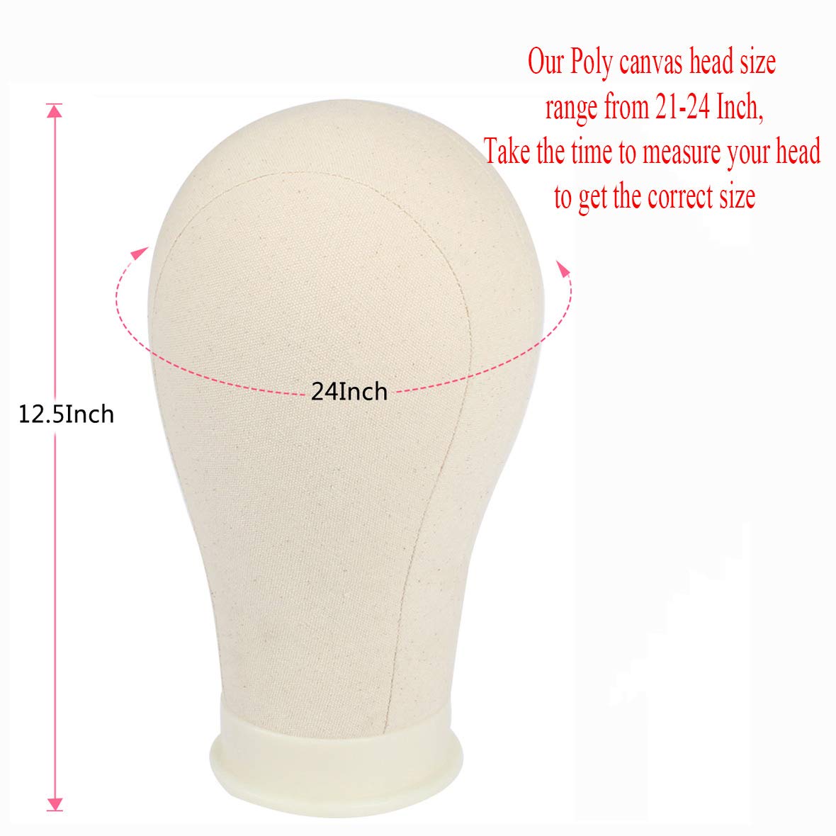 Leeven 21"-24" Poly Canvas Block Wig Head Hair practice Manikin Canvas Head for Making/Drying/Styling Wigs Mannequin head With Table Clamp Stand and T Pins 24 Inch