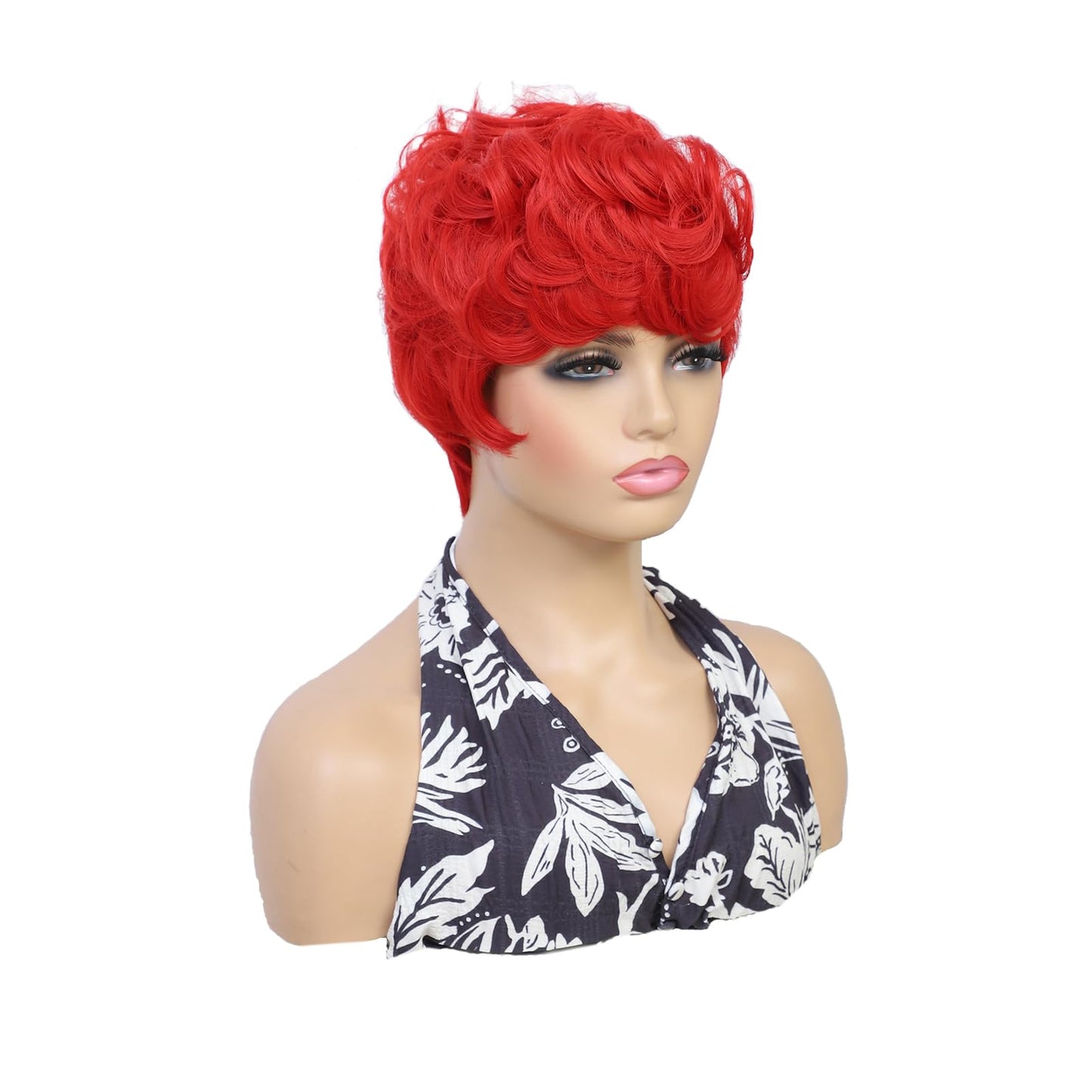 MUJGOO Red Pixie Cut Wig for Black Women with Bangs Short Wigs for Black Women(Red)