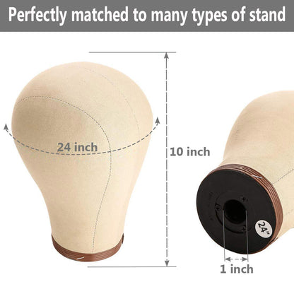 ZGCYSMHT 21''-24''Inch Wig Head Cork Canvas Block Head Mannequin Head With Stand for Making Wigs (21 inch, Brown)