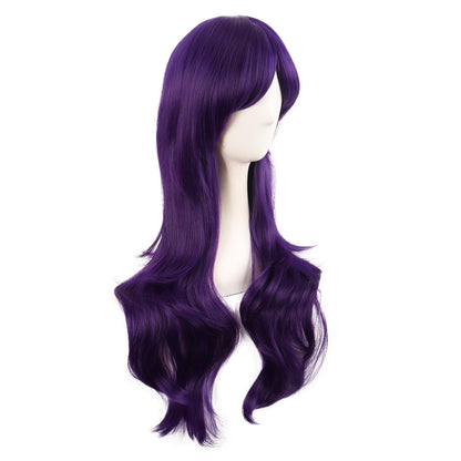 MapofBeauty 28 Inch/70 cm Women Side Bangs Long Curly Hair Cosplay Synthetic Wig (Dark Violet)