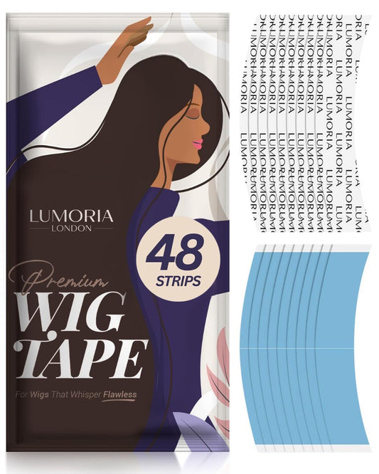 48pcs Wig Tape Double Sided Ultra Hold - Lace Front Tape for Wigs, Toupee Tapes Double Sided, Hair Tapes for Wigs, Strong Adhesive Hold & Waterproof, Wig Glue Strips