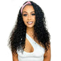 Headband Wig Human Hair Deep Wave 16inch Non Lace Front Wig Human Hair Machine Made Wigs Glueless Brazilian Curly Wig Human Hair Headband Half Wigs for Black Women Natural Color