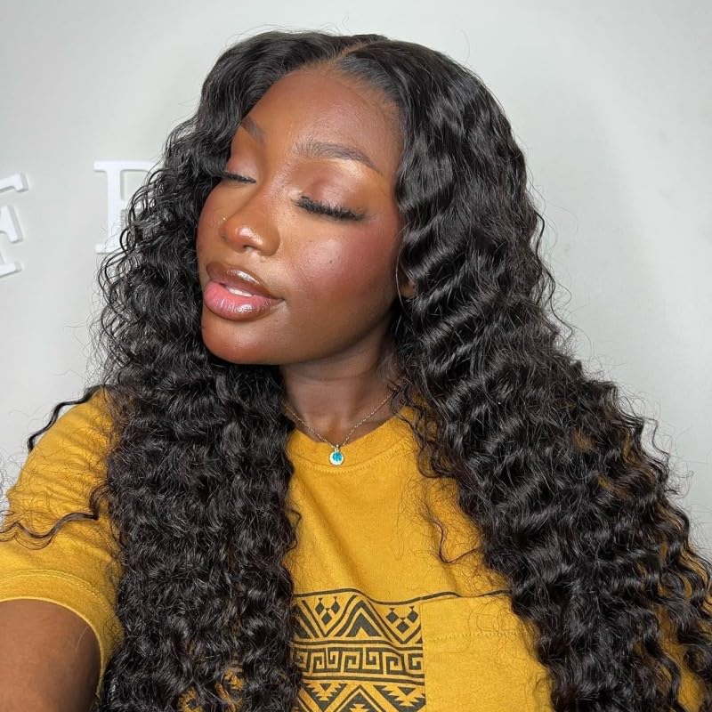 ISEE Hair Wear and Go Glueless Wig for Beginners Wigs Deep Wave Glueless Wigs Human Hair Pre Plucked New Upgraded No Glue 6x4 HD Lace Closure Wigs Human Hair for Black Women with Baby Hair 18 Inch