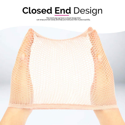 FANDAMEI Wig Cap, 4PCS Light Brown Mesh Wig Cap Net, Closed End Hair Mesh Net Wig Caps, Liner Weaving Caps for Women, Men, Kids
