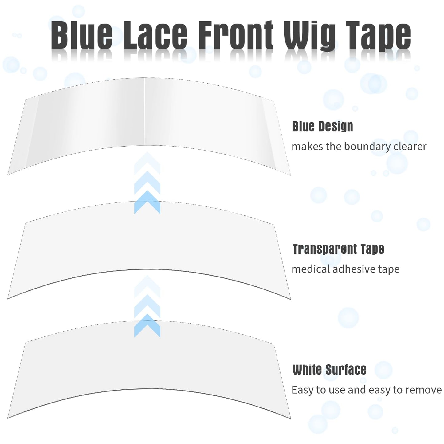 Maitys 120 Pieces Lace Front Wig Tape Double Sided Adhesive Waterproof C-shaped for Long Short No Hair Wigs Toupees Pieces and Extension(White)