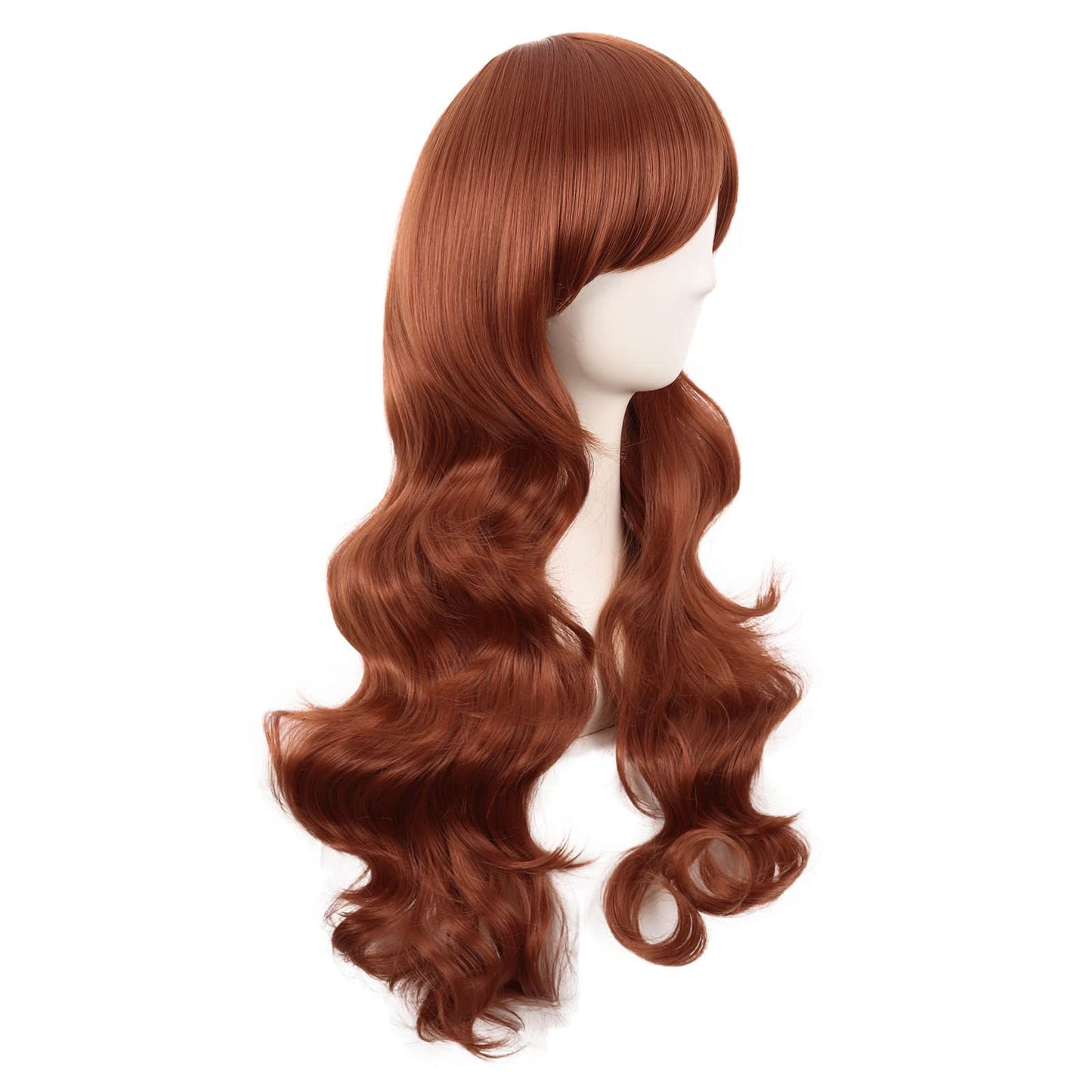 MapofBeauty 28 Inch/70 cm Charming Women Side Bangs Long Curly Full Hair Synthetic Wig (Ginger Orange)