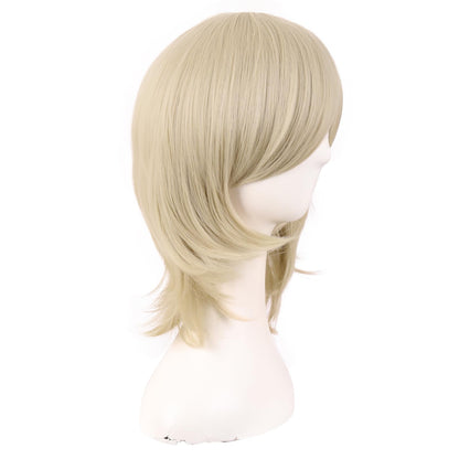 MapofBeauty 16 Inch/40 cm Short Side Bangs Synthetic Fiber Cosplay Layered Wig (Blonde)