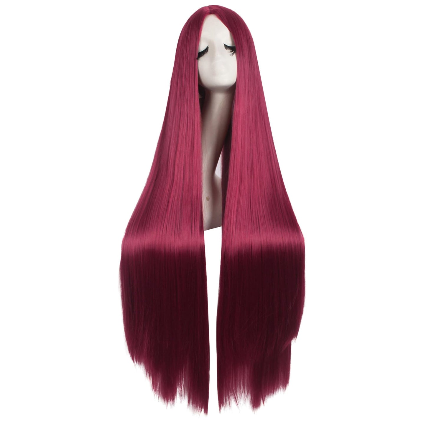 MapofBeauty 40 Inch/ 100 cm Carve Long Straight Cosplay Wig Anime Costume Party Wig (Blood Red)