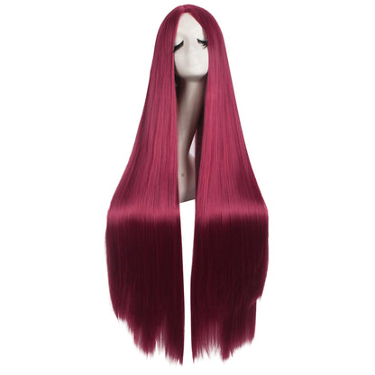 MapofBeauty 40 Inch/ 100 cm Carve Long Straight Cosplay Wig Anime Costume Party Wig (Blood Red)
