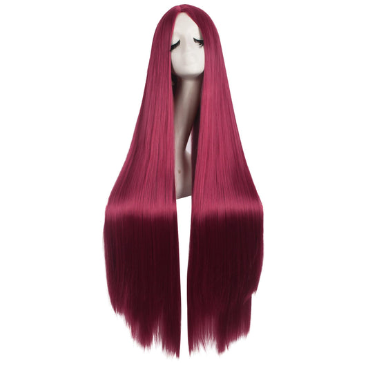 MapofBeauty 40 Inch/ 100 cm Carve Long Straight Cosplay Wig Anime Costume Party Wig (Blood Red)
