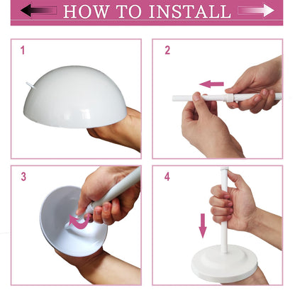 Wig Stand 1PC Adjustable Height White Plastic Wig Head Stand Portable Wig Holder Stands Non-Slip Wig Head Holders Sturdy for Multiple Wigs and Hats Styling Drying Display