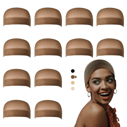 Dreamlover Wig Caps for Women, Brown Stocking Caps for Wigs, 12 Pieces