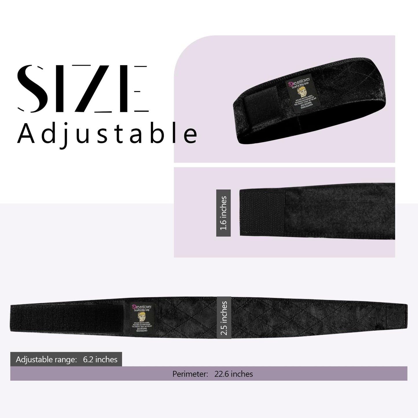 Dreamlover Wig Grip Band, Headband for Keeping Wigs in Place, Black, 2 Pieces